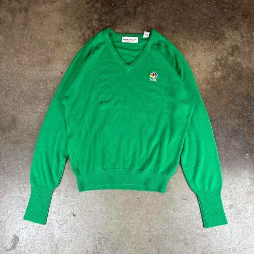 Vintage 90s NBC green cashmere sweater Men's Size Large